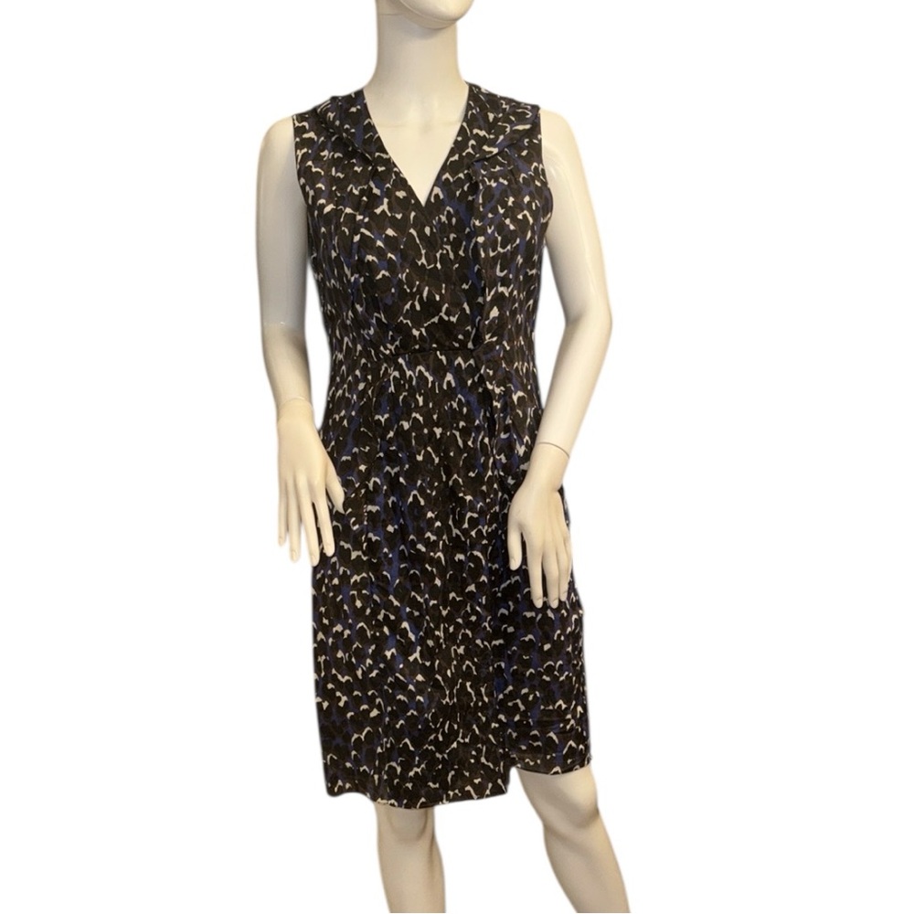 Elie Tahari Black and Blue Cotton Dress Size 8